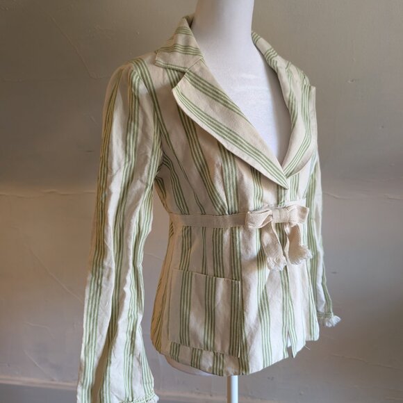 vintage nanette lepore green stripe bow blazer ASO paige matthews charmed (4) - Picture 6 of 9